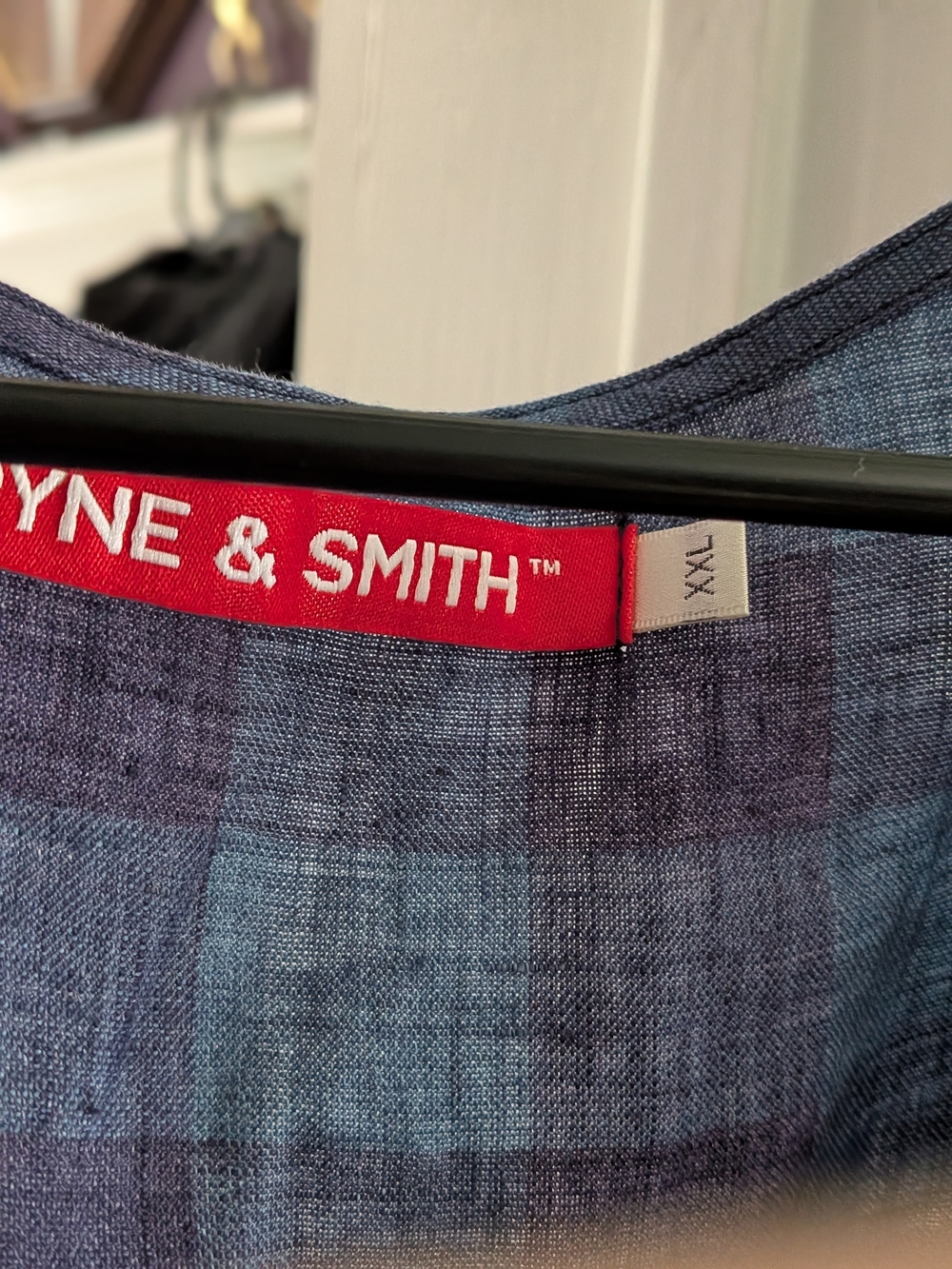 Pryne & Smith Navy Plaid Sleeveless Button Front Dress - Picture 3 of 4